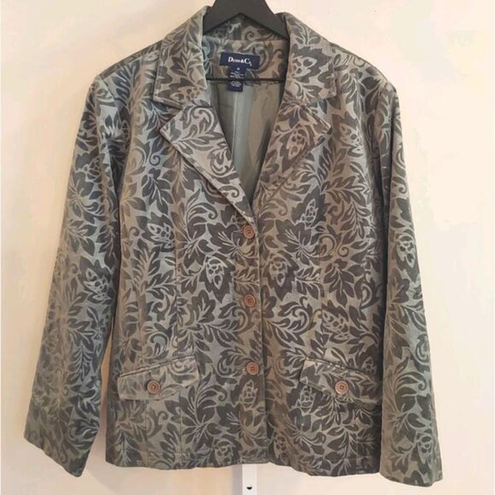 Denim & Co Plus Size Blazer 1X Embossed‎ Velvet Holiday Career Office